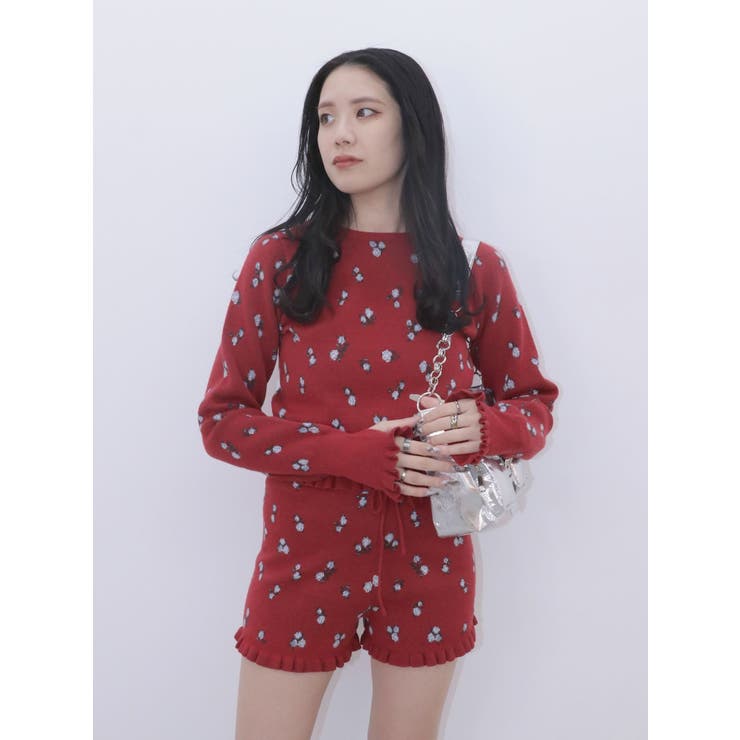 【jouetie×HTH】フリルフラワーニットパンツ【コラボ】 | jouetie | 詳細画像4 