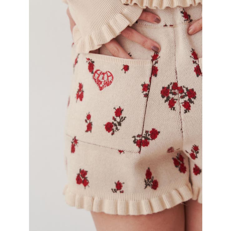 アイボリー | 【jouetie×HTH】フリルフラワーニットパンツ【コラボ】 | jouetie