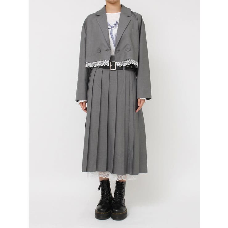 ベルトヘムレースプリーツスカート【セットアップ対応】[品番