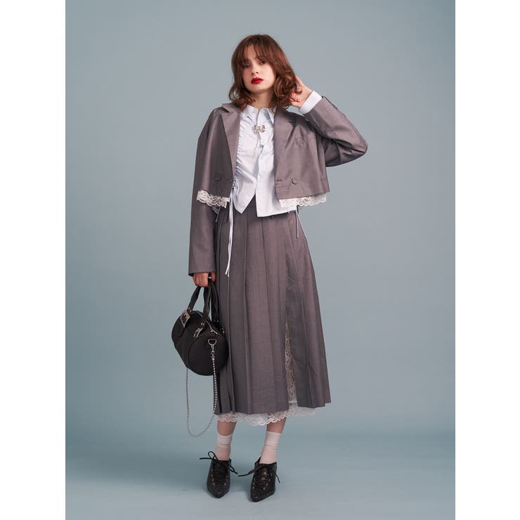 ベルトヘムレースプリーツスカート【セットアップ対応】[品番