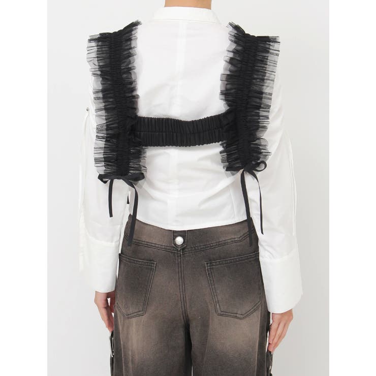 2021 21ss チュールハーネス チェーン 黒 Ezick（エジック）の「tull velours ribbon ベロアリボンチュール