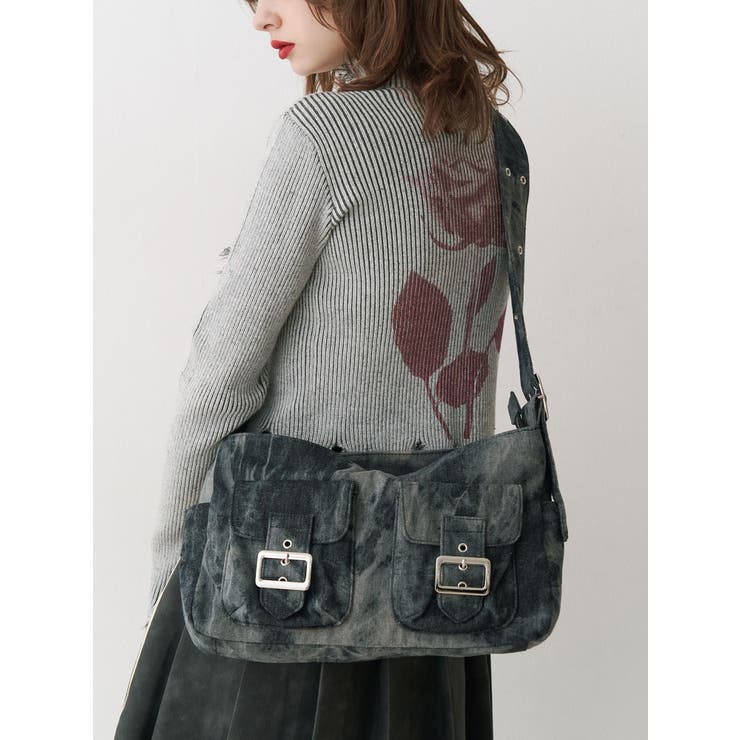 ブラック | デニムフラップメッセンジャーBAG | jouetie