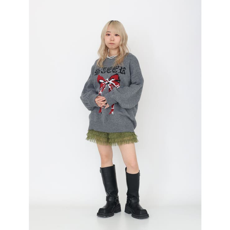 リボンジャガードルーズニット[品番：MKSW0061525]｜jouetie