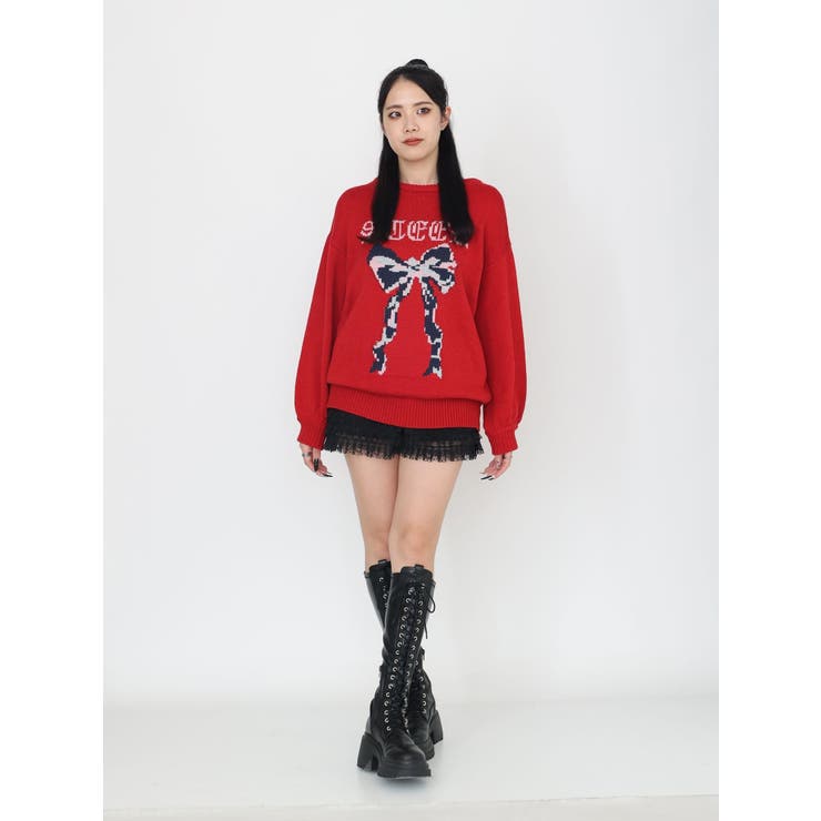 リボンジャガードルーズニット | jouetie | 詳細画像50 