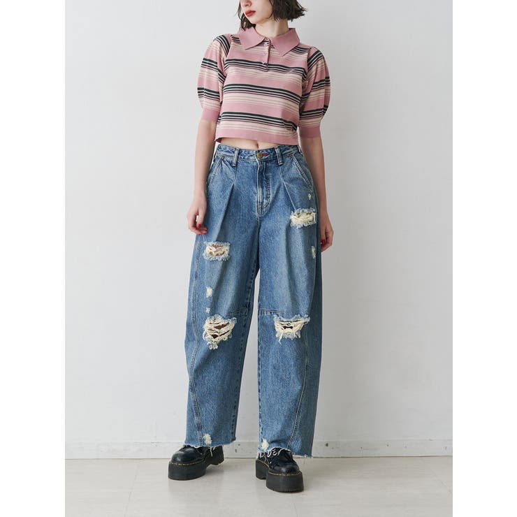 マルチボーダーポロニット | jouetie | 詳細画像9 