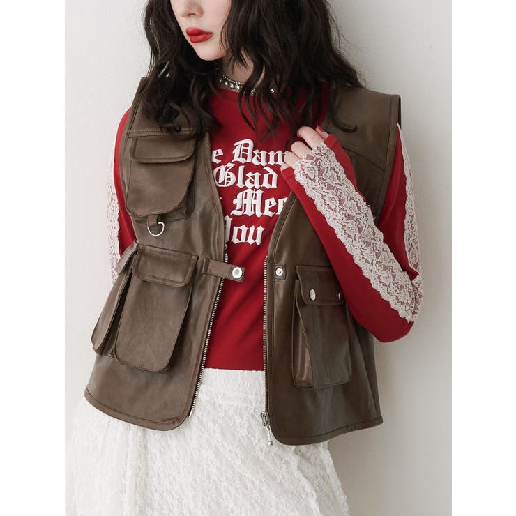 シャイニーロゴレースライントップス | jouetie | 詳細画像7 