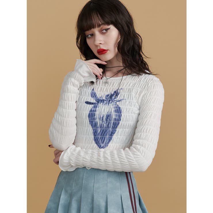 jouetie ストロベリーギャザーフィットTシャツ ストロベリーギャザーフィットTシャツ[品番：MKSW0061978