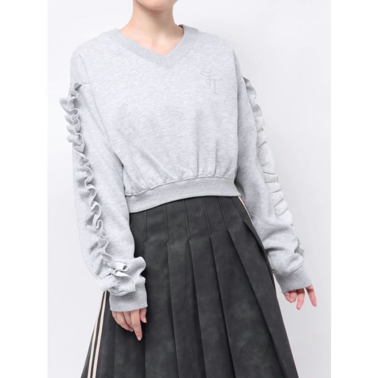 ラインストーンフリルプルオーバー[品番：MKSW0062286]｜jouetie