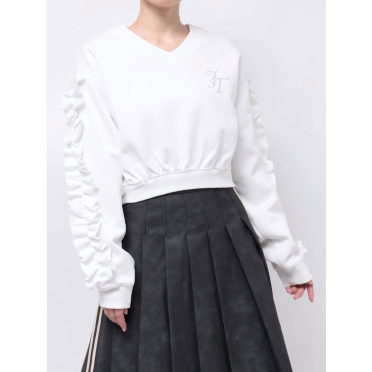 ラインストーンフリルプルオーバー[品番：MKSW0062286]｜jouetie