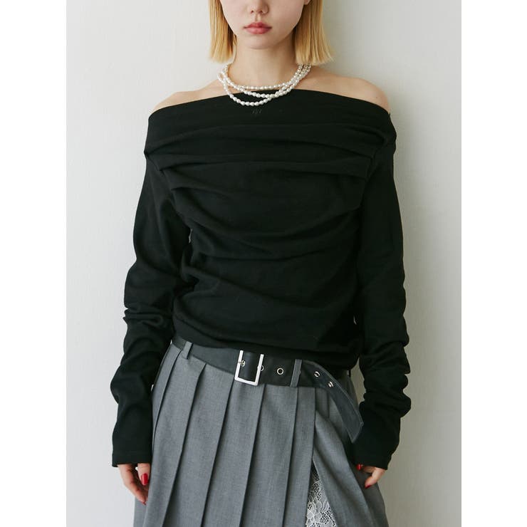 ブラック | ドレープオフショルトップス | jouetie