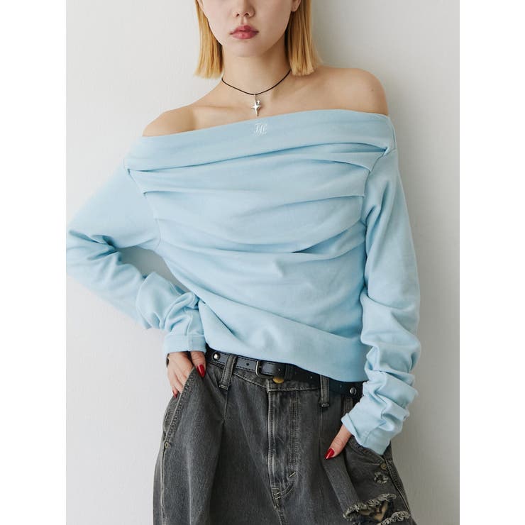 ブルー | ドレープオフショルトップス | jouetie