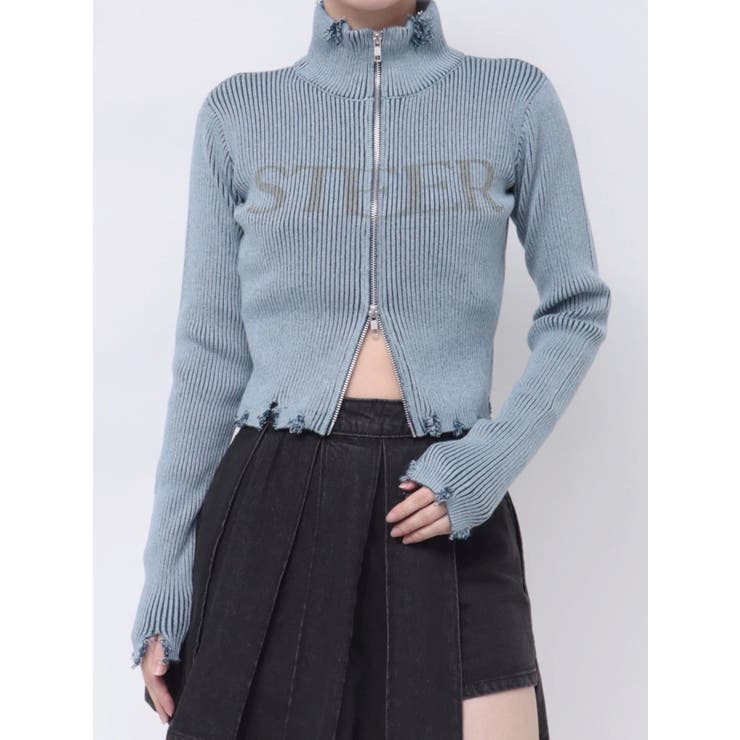 ローズロゴダブルZIPニット[品番：MKSW0062288]｜jouetie