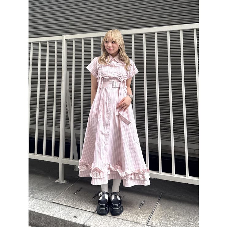 tシャツ ギャザーリボンワンピース レディース ギャザーリボンシャツワンピース[品番：MKSW0063027]｜jouetie