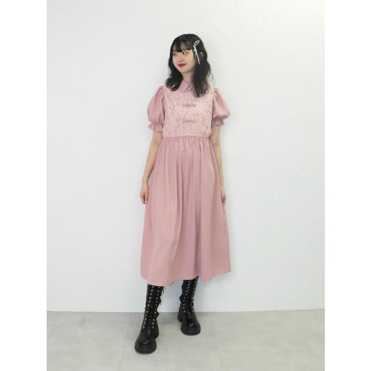 レースドッキングチャイナワンピース | jouetie | 詳細画像2 