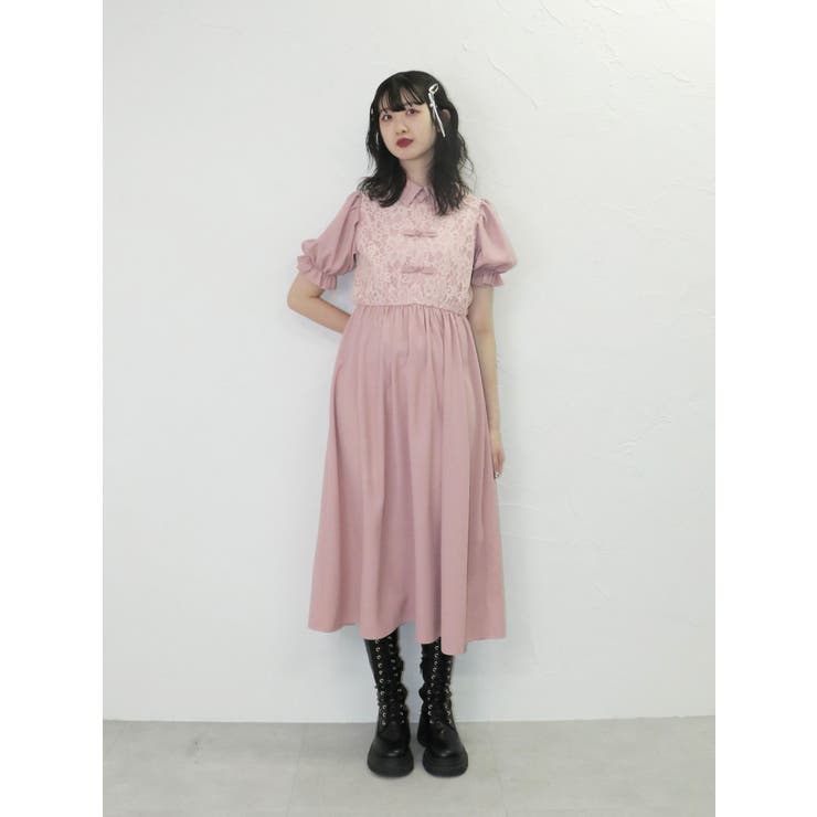 レースドッキングチャイナワンピース | jouetie | 詳細画像3 