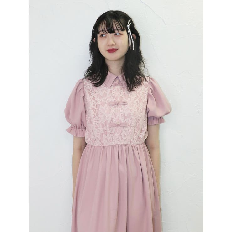 レースドッキングチャイナワンピース | jouetie | 詳細画像6 