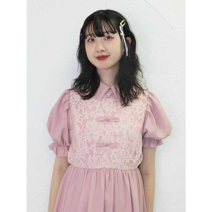 レースドッキングチャイナワンピース | jouetie | 詳細画像7 