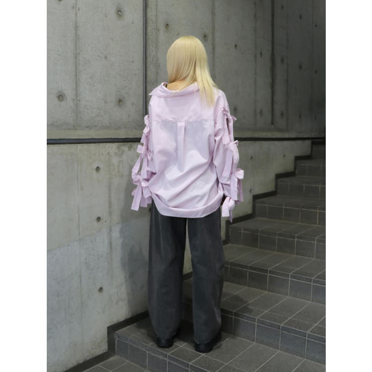 選ぶなら リボンスリーブBIGシャツ[品番：MKSW0062289]｜jouetie トップス
