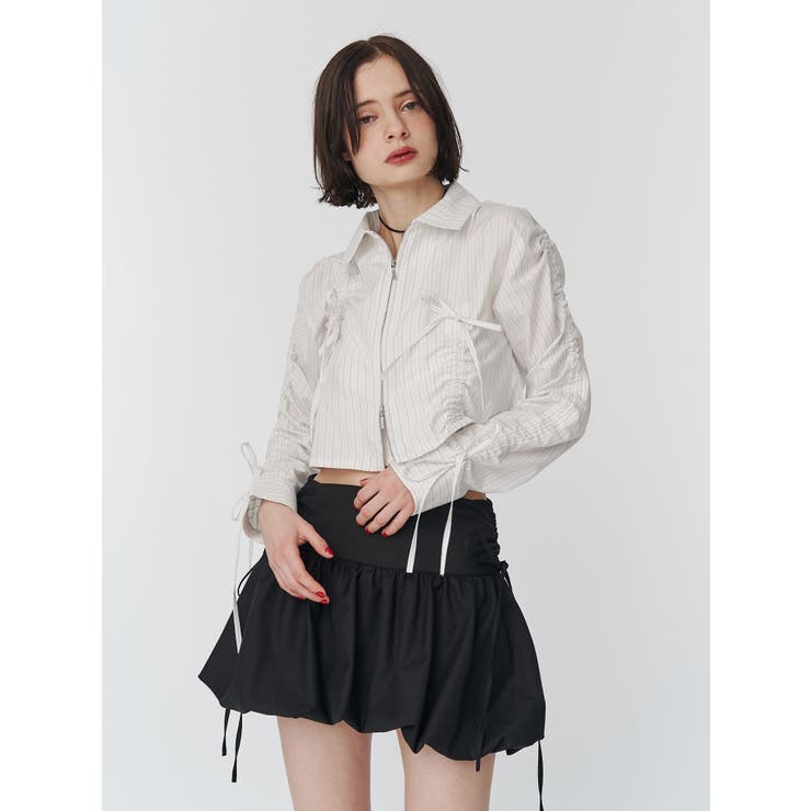 オフホワイト | ギャザースリーブシャツ | jouetie