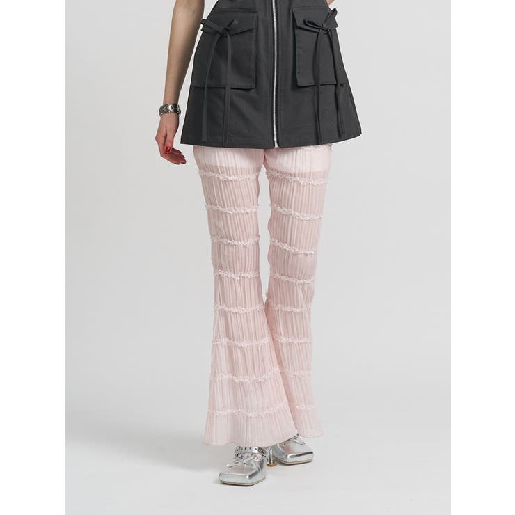 ピンク | シアーギャザーフレアパンツ | jouetie