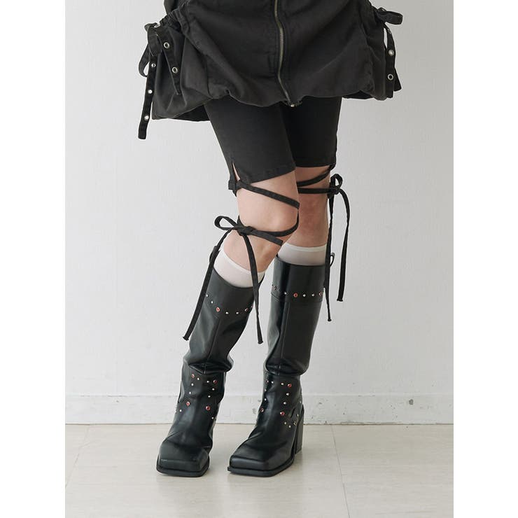 ブラック | ストレッチデニムバイカーパンツ | jouetie