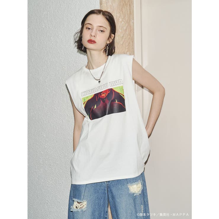 オフホワイト | 【TVアニメ『チェンソーマン』】ノースリーブBIGTシャツ | jouetie