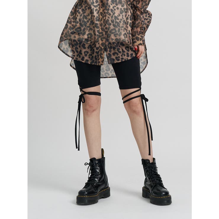 ブラック | レースアップバイカーパンツ | jouetie