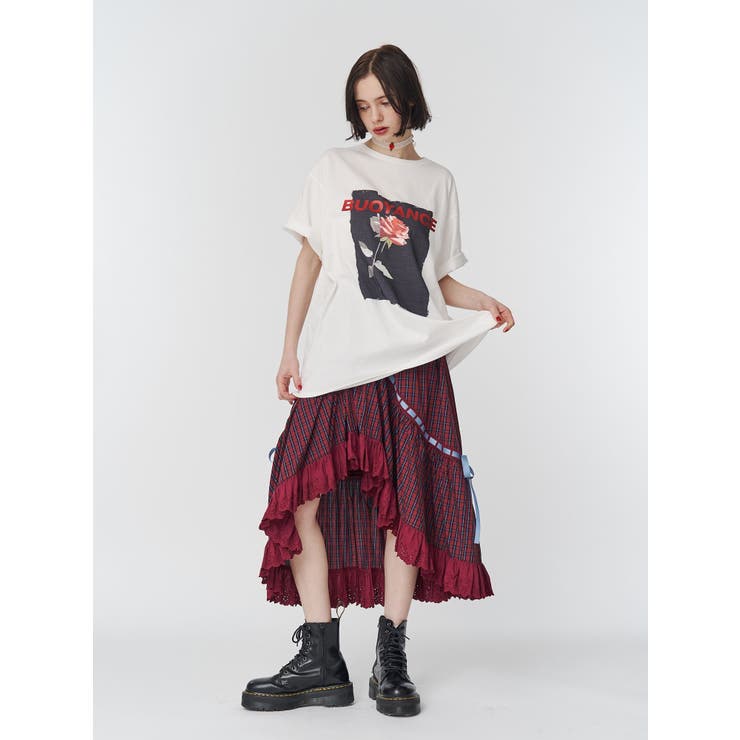 リボンステッチアシメスカート【セットアップ対応】[品番