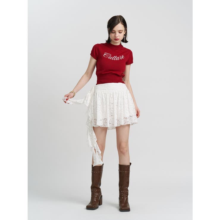 アシメドレープフリルレースミニスカート | jouetie | 詳細画像6 