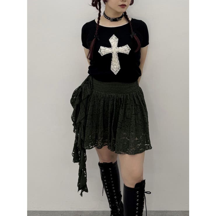 アシメドレープフリルレースミニスカート | jouetie | 詳細画像9 