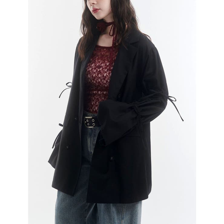 ブラック | リボンスリーブジャケットミニワンピース | jouetie