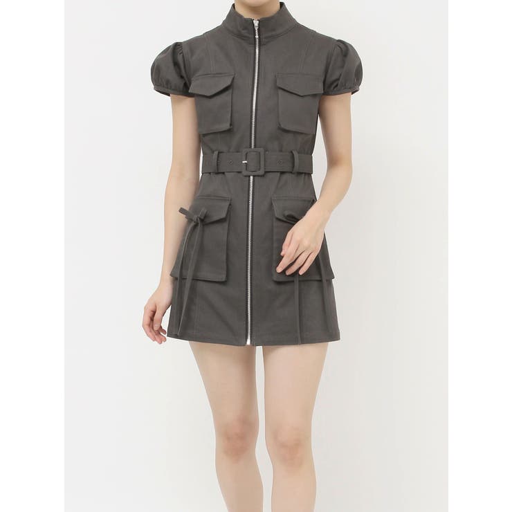 ＊みぃーページ＊ ミリタリーZIPミニワンピース[品番：MKSW0065391]｜jouetie