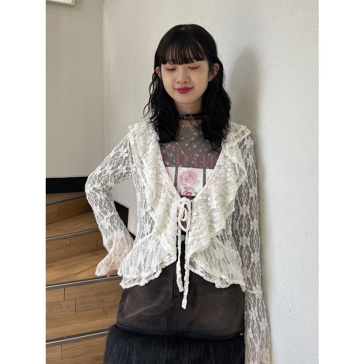 ラッフルフリルレースブラウス[品番：MKSW0064824]｜jouetie