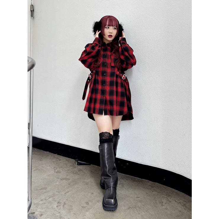 ウエストベルトチェックシャツ[品番：MKSW0065103]｜jouetie