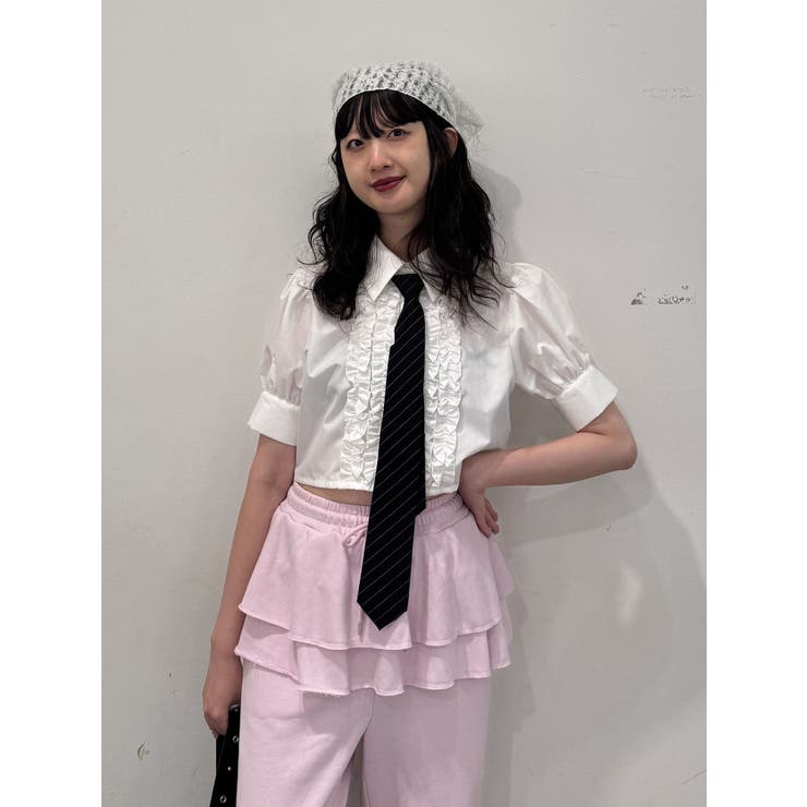 クロップドフリルブラウス[品番：MKSW0064879]｜jouetie（ジュエティ