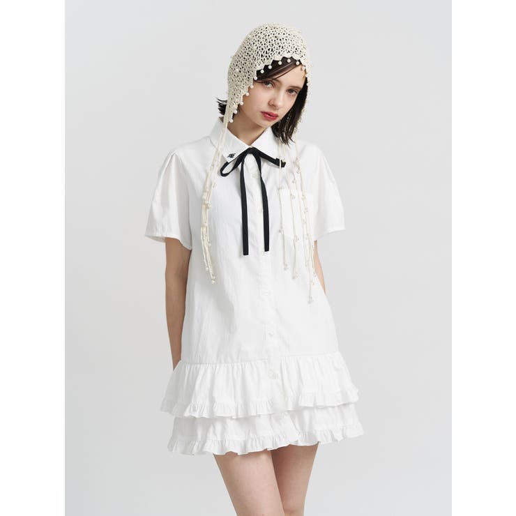 リボンタイヘムフリルチュニックシャツ | jouetie | 詳細画像10 