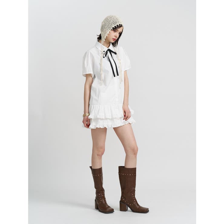 リボンタイヘムフリルチュニックシャツ | jouetie | 詳細画像11 