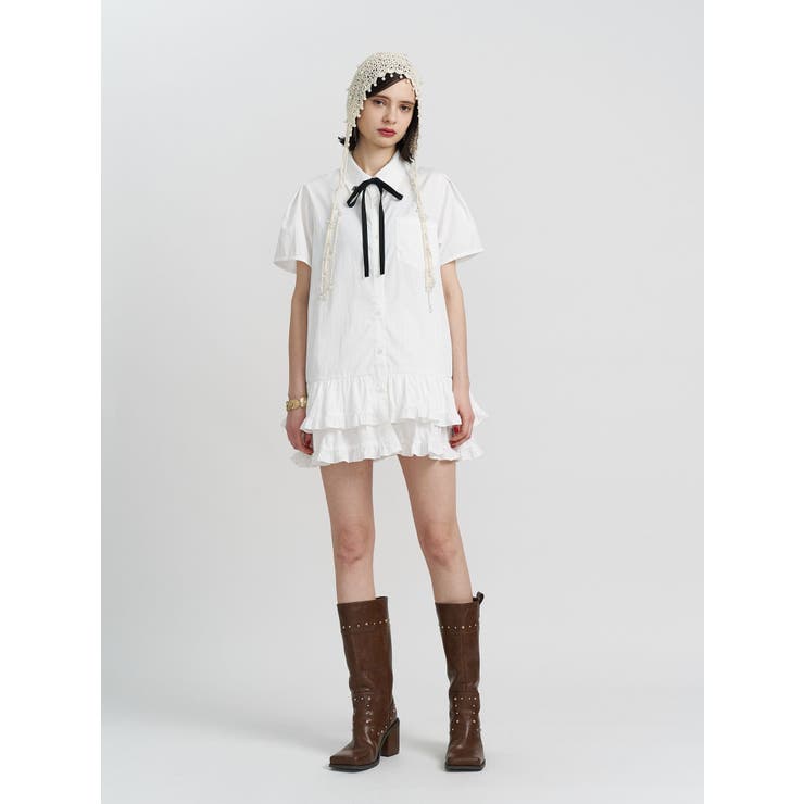 リボンタイヘムフリルチュニックシャツ | jouetie | 詳細画像14 