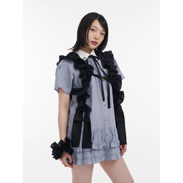リボンタイヘムフリルチュニックシャツ | jouetie | 詳細画像15 