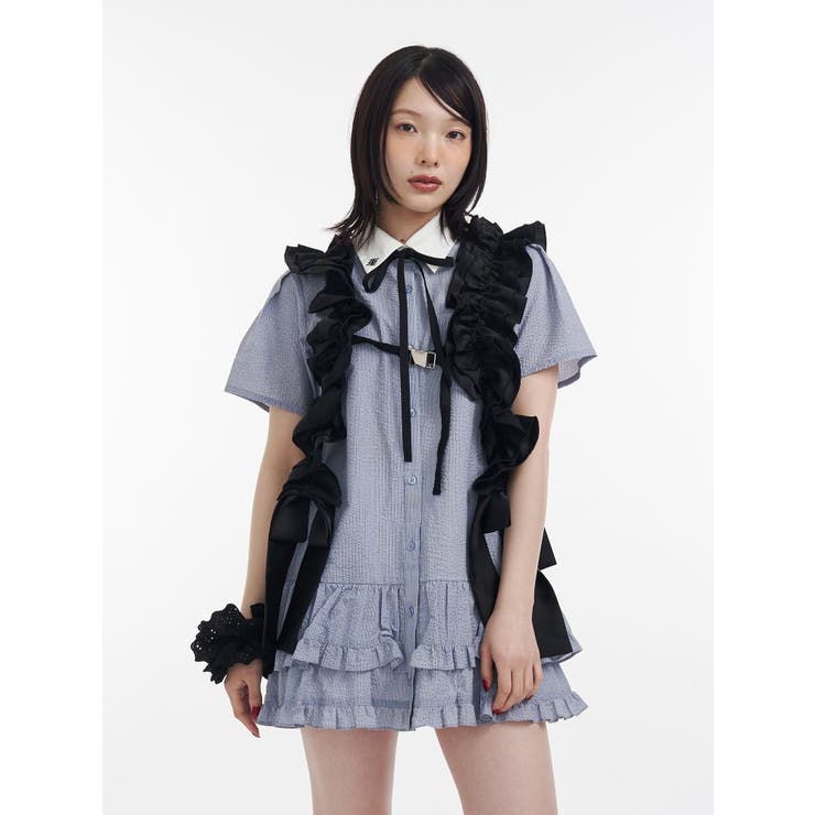 リボンタイヘムフリルチュニックシャツ | jouetie | 詳細画像17 