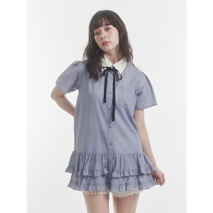 リボンタイヘムフリルチュニックシャツ | jouetie | 詳細画像21 