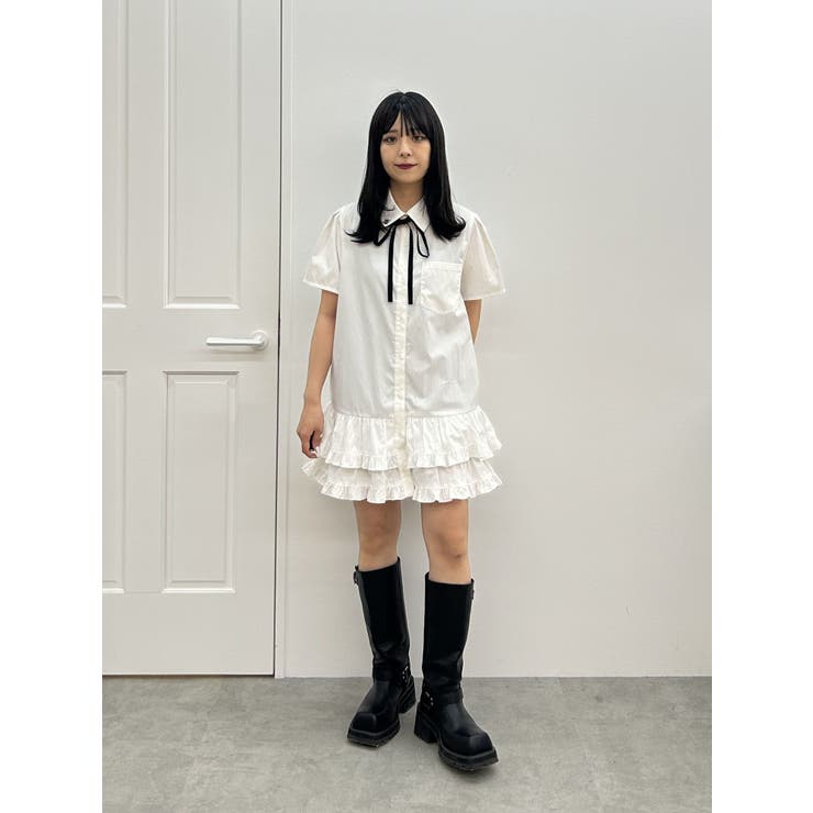 リボンタイヘムフリルチュニックシャツ | jouetie | 詳細画像25 