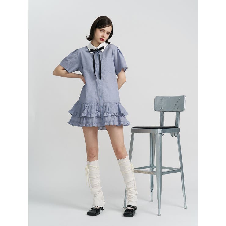 リボンタイヘムフリルチュニックシャツ | jouetie | 詳細画像5 