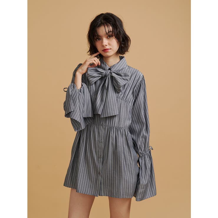 グレー | リボンタイチュニックシャツ | jouetie