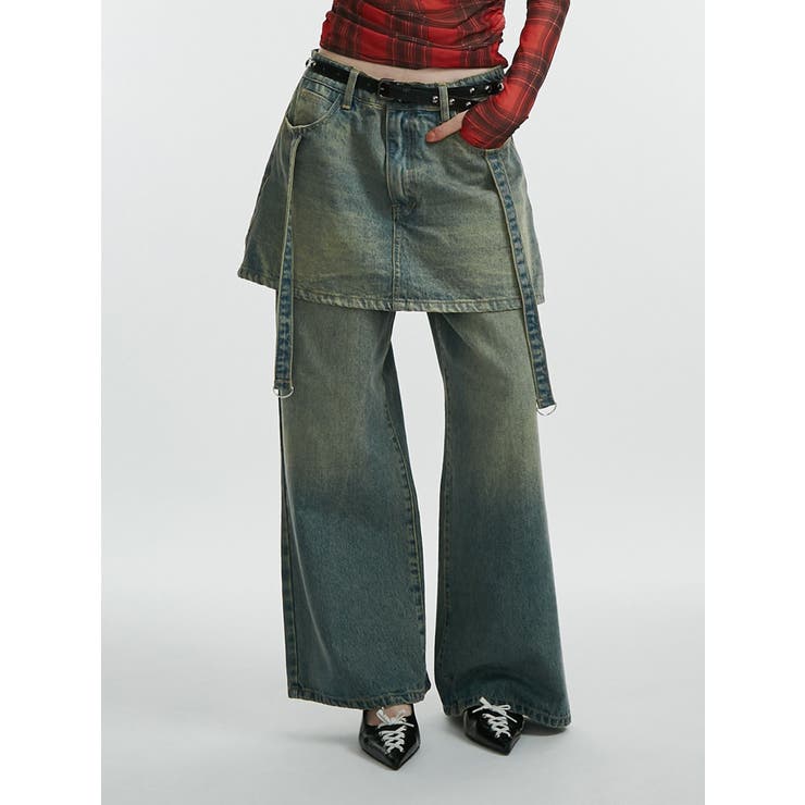 ブルー | スカートドッキングルーズパンツ | jouetie