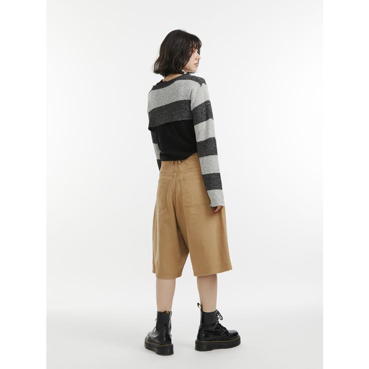 ジップスリットデニムハーフパンツ【セットアップ対応】[品番