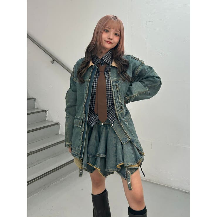 アシメヘムデニムミニスカート【セットアップ対応】 | jouetie | 詳細画像19 