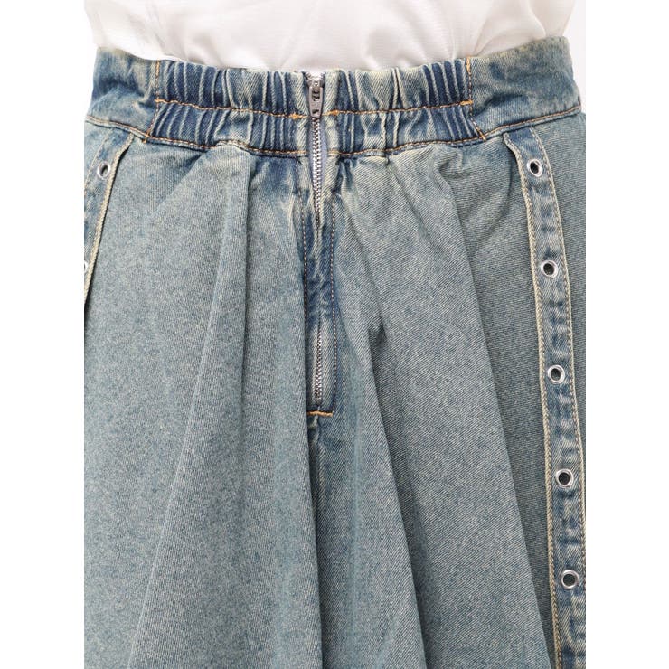 アシメヘムデニムミニスカート【セットアップ対応】[品番：MKSW0064837