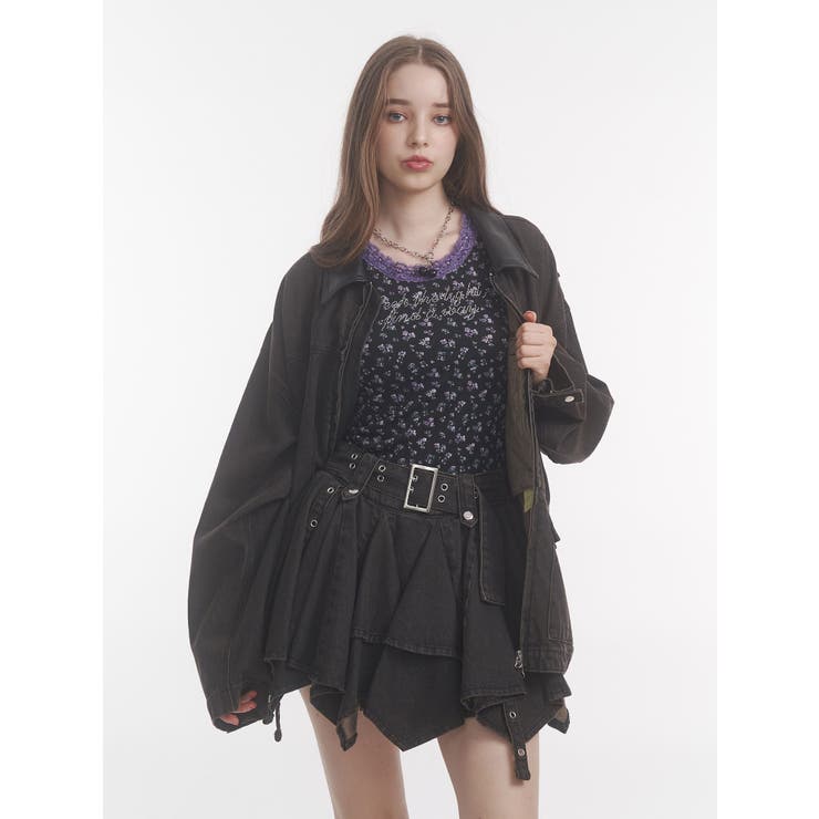 アシメヘムデニムミニスカート【セットアップ対応】 | jouetie | 詳細画像4 