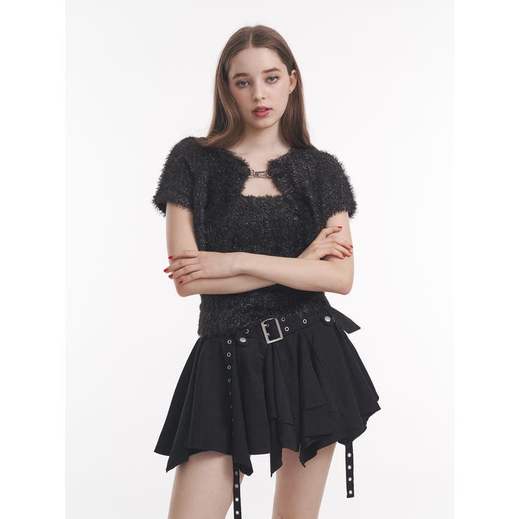 ブラック | ハーフスリーブラメニットアンサンブル | jouetie